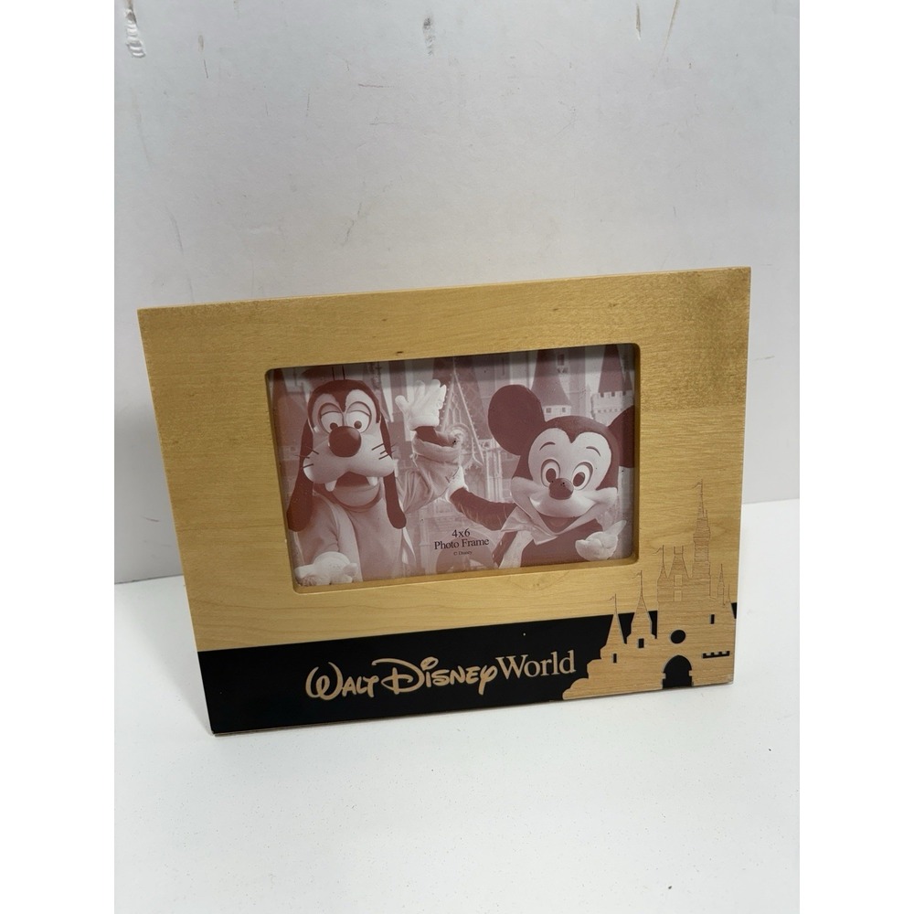 Walt Disney World Photo Picture Frame Wooden 4x6" Engraved Castle Mickey Mouse